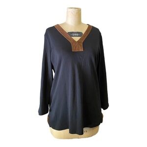 Lauren by Ralph Lauren Size large black and brown long sleeve shirt